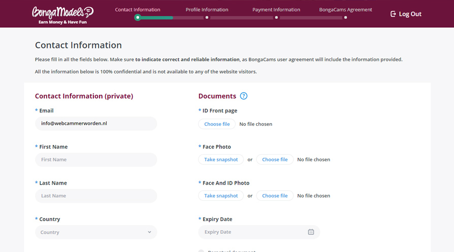 Stap 1 van het inschrijven