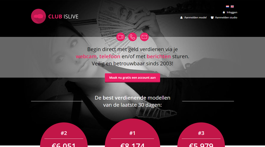 De startpagina van ClusisLive